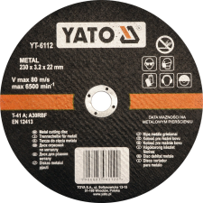 Yato Vágókorong fémre 230x3,2x22 mm (YT-6112) barkácsgép tartozék