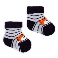  Yo! Baby frottír zokni 3-6 hó - fekete/ szürke tigris