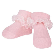 Yo! Baby pamut zokni csipkés 0-3 hó - pink gyerek zokni