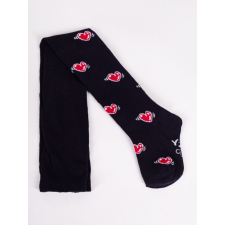 Yo Club! Pamut Harisnyanadrág csúszásgátló talppal - Fekete/Piros Szíves 104/110 gyerek harisnya