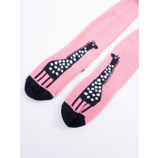 Yo Club! Pamut Harisnyanadrág csúszásgátló talppal - Púder Rózsaszín Zsiráfos 92/98