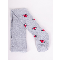Yo Club! Pamut Harisnyanadrág csúszásgátló talppal - Szürke/Piros Szíves 104/110