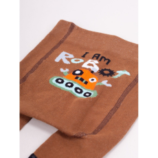 Yo Club! Pamut Harisnyanadrág csúszásgátlós - Barna Robotos 74/80