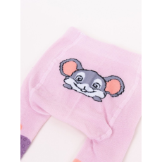 Yo Club! Pamut Harisnyanadrág csúszásgátlós - Rózsaszín Lila Egérkés 68/74