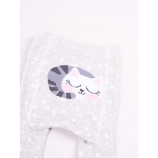 Yo Club! Pamut Harisnyanadrág csúszásgátlós - Szürke Rózsaszín Alvó Cica 74/80 gyerek harisnya