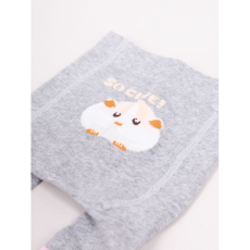 Yo Club! Pamut Harisnyanadrág csúszásgátlós - Szürke/Rózsaszín Hörcsög 86/92