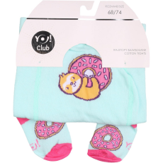 Yo Club! Pamut Harisnyanadrág - Menta Zöld/Rózsaszín Fánkos 80/86