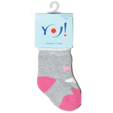 Yo! Yo! Baby frottír zokni 3-6 hó - szürke/pillangós babazokni, harisnya