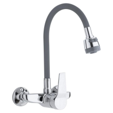 YOKA flexibilis fali mosogató / mosdó csaptelep zuhanyfejjel - szürke / króm csaptelep