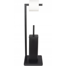 YOKA Home 2in1 wc kefe állvány wc papír tartóval (szögletes) - fekete fürdőszoba kiegészítő