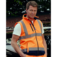 Yoko Uniszex ujjatlan Biztonsági mellény munkaruha Yoko Fluo Softshell Bodywarmer L, Fluo Sárga munkaruha