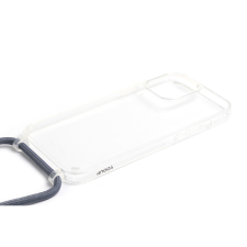 YOOUP Átlátszó TPU telefontok kék zsinórral iPhone 15 6.1 colos YooUp Cord tok és táska