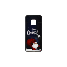 YOOUP Üveges hátlappal rendelkezó telefontok karácsonyi mintával Mikulás puttonnyal Huawei Mate 20 Pro tok és táska