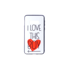 YOOUP Üveges hátlappal rendelkezó telefontok szivecskés mintával I Love This Boy Samsung Galaxy S10E G970F tok és táska