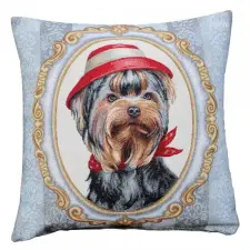  Yorkie kalapban párnahuzat 45x45 cm lakástextília
