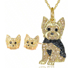 Yorkshire terrier mintás ékszer szett, fülbevaló + nyaklánc ékszer szett
