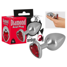 You2Toys - Diamond - 85g-os alumínium anál dildó (ezüst-piros) anál
