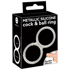 YOU2TOYS You2Toys - fém hatású dupla szilikon pénisz- és heregyűrű (ezüst) péniszgyűrű