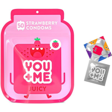 You+Me YOU ME Juicy óvszer lédús eper aromával, 50 db síkosító