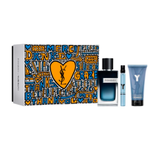 Yves Saint Laurent Y Men Ajándékszett, Eau de Parfum 100ml + Eau de Parfum 10ml + tusfürdő 50ml, férfi kozmetikai ajándékcsomag