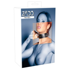 Zado ZADO - 2 gyűrűs, valódi bőr nyakörv (fekete) bilincs, kötöző