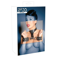 Zado ZADO - valódi bőr nyak-csukló bilincs szett (fekete) bilincs, kötöző