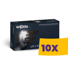 ZARYS Gripzzly Black púdermentes nitril gyémántmintás védőkesztyű fekete 50db (Karton - 10 csomag)