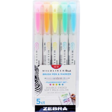 Zebra Ecsetirón készlet, kétvégű ZEBRA "Mildliner Fluorescent", 5 szín filctoll, marker