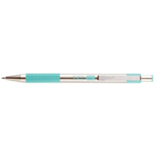 Zebra Golyóstoll, 0,24 mm, nyomógombos, rozsdamentes acél, pasztellzöld tolltest, ZEBRA F-301, kék (TZ90704) toll