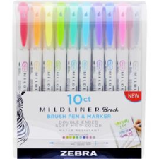 Zebra Mildliner Brush 10db-os kettős végű ecset marker (ZEBRA_79101) filctoll, marker