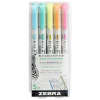 Zebra Szövegkiemelő készlet, 1,4/4,0 mm, kétvégű, ZEBRA "Mildliner Fluorescent", 5 szín