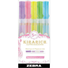 Zebra Szövegkiemelő készlet, 3,5 mm, vágott hegy, ZEBRA &quot;Kirarich&quot;, 5 különböző szín filctoll, marker