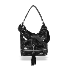  Zellia Női Válltáska 24021 Fekete Lakk – Krokkó – kézitáska és bőrönd