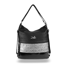  Zellia Női Válltáska/Hátizsáká Alakítható 22007 Fekete-Ezüst – Lakk-Strus –