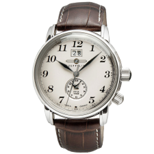 Zeppelin LZ127 7644-5 Men's Watch Dual-Time Brown Silver 42 mm , karóra