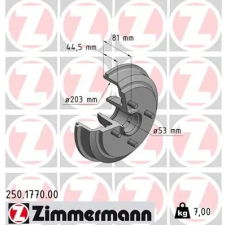 Zimmermann fékdob 250.1770.00 autóalkatrész