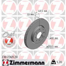 Zimmermann féktárcsa 230.2369.20 autóalkatrész