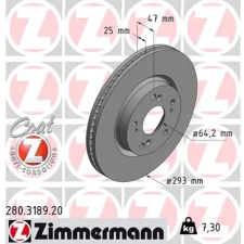 Zimmermann féktárcsa 280.3189.20 autóalkatrész