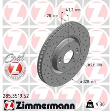 Zimmermann féktárcsa 285.3519.52 autóalkatrész