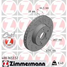 Zimmermann féktárcsa 400.3653.52 autóalkatrész