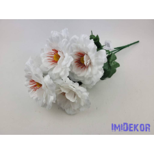  Zinnia 7 ágú selyem csokor 40 cm - Fehér dekorációs kellék