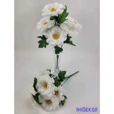  Zinnia 7 fejes selyemvirág csokor 28 cm - Fehér dekoráció