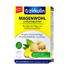  Zirkulin Gyömbéres utazási tabletta utazási betegség és hányinger kezelésére, tengeri betegség ellen, 20 db vitamin és táplálékkiegészítő