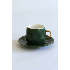 Zöld-arany porcelán csészék csészealjakkal 2db bögrék, csészék