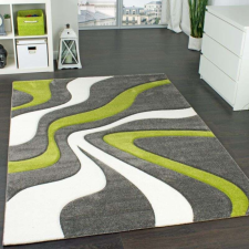  Zöld-krém hullám szőnyeg, modell 20722, 80x300cm lakástextília