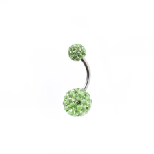  Zöld strasszköves két gömbös köldök piercing (10 mm) egyéb ékszer
