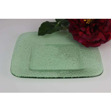  Zöldes négyzet tányér lekerekített szegéllyel 21cm tányér és evőeszköz