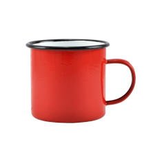 Zománcozott bögre 10 cm 670 ml piros-fehér bögrék, csészék