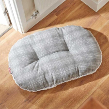 ZOON Ovális textil kockás kutyafekhely párna - szürke XS szállítóbox, fekhely kutyáknak
