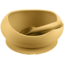 Zopa Tál emelt peremmel és tapadókoronggal Mustard Yellow (8595114460557) tányér és evőeszköz